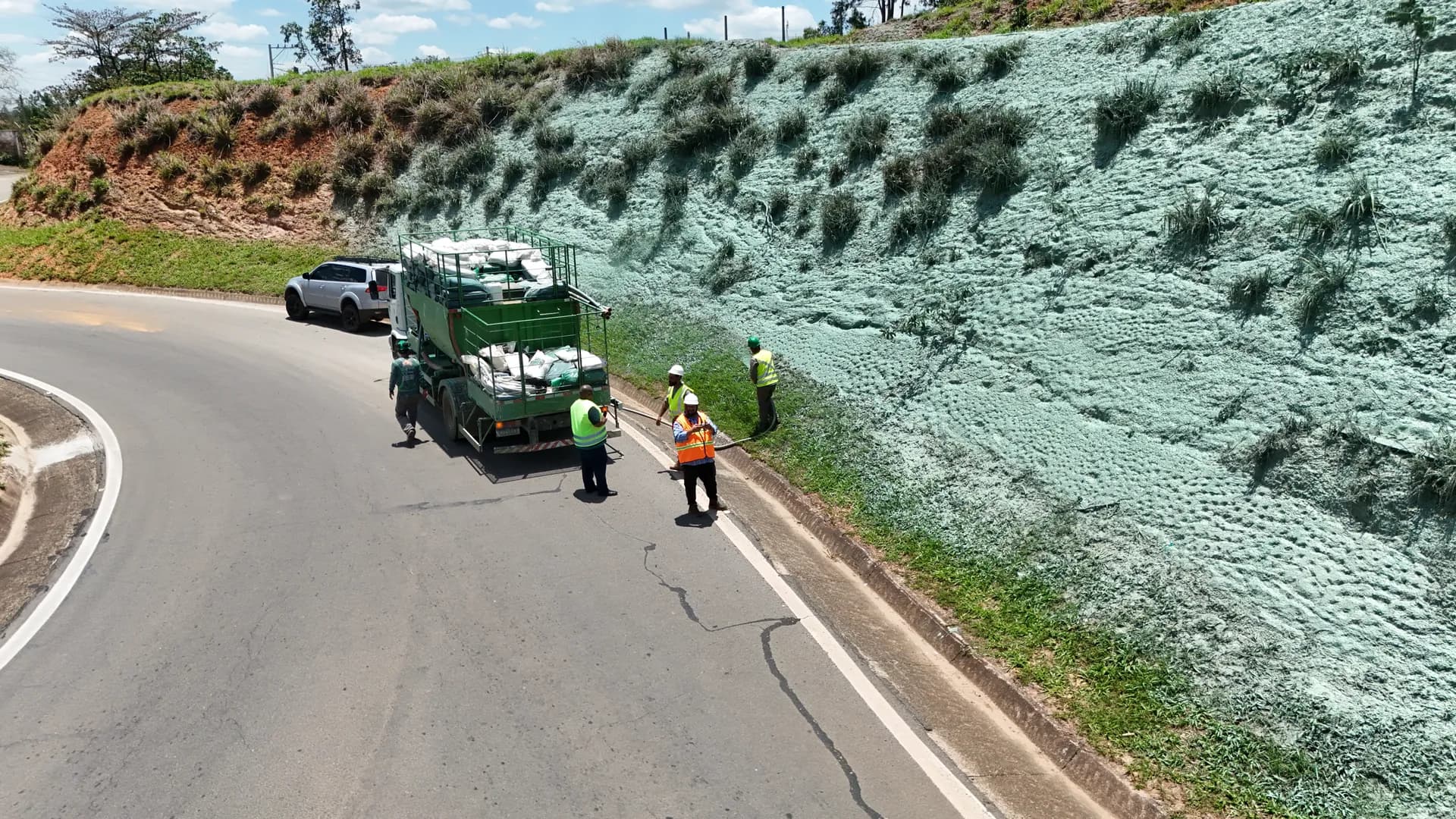 Aplicação em rodovia - vista aérea